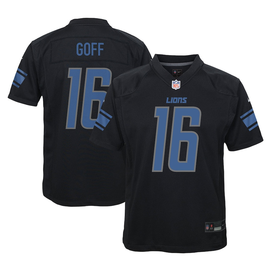 Jared Goff 16 Detroit Lions Fashion Game Black NFL Jersey Youth