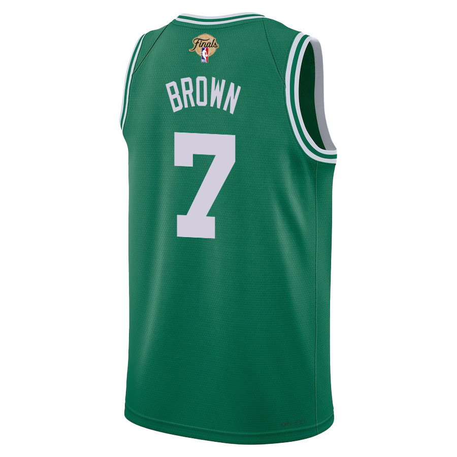 Jaylen Brown 7 Boston Celtics 2024 FINALS PATCH Icon Edition Kelly Green NBA Jersey Men's