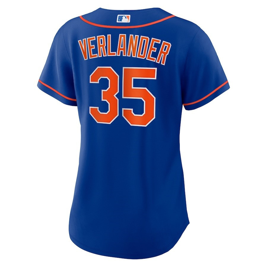 Justin Verlander 35 New York Mets Alternate Player Royal MLB Jersey Women's