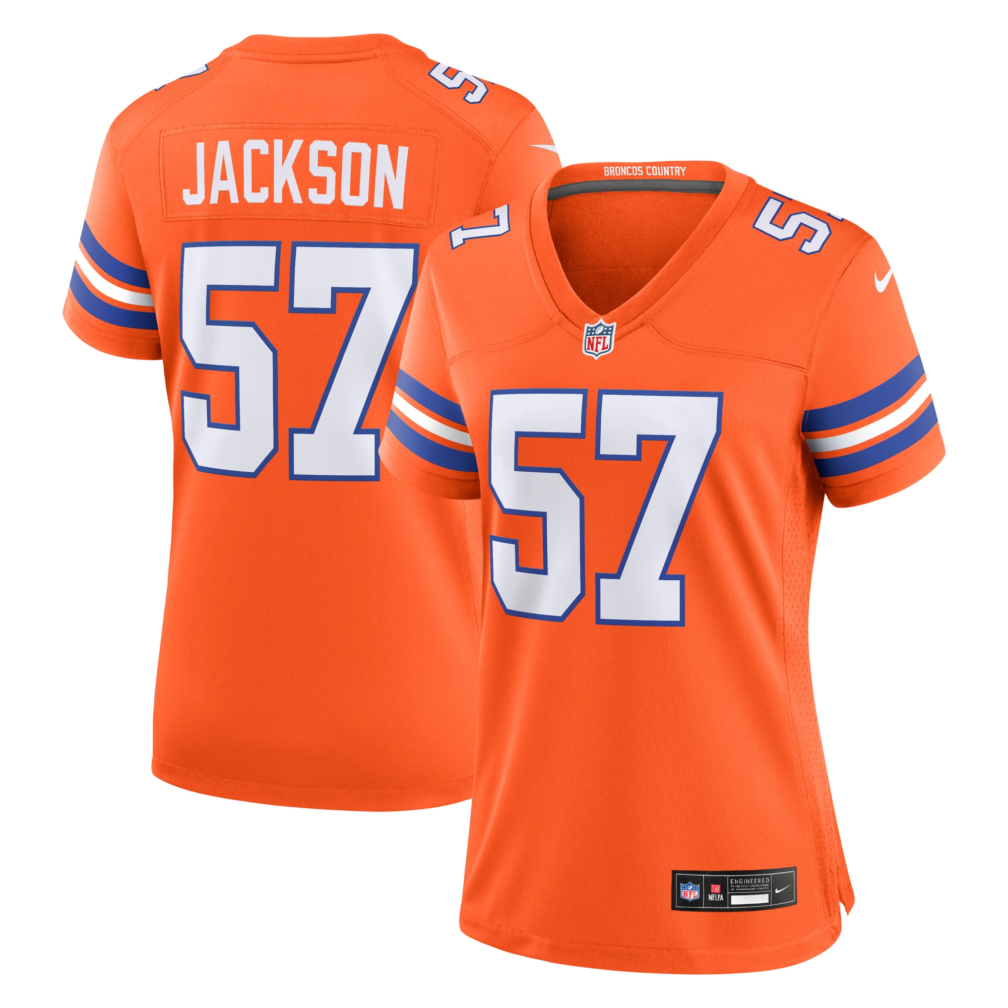 Denver Broncos Tom Jackson Orange Mile High Collection 1977 Throwback Retired Player Game NFL Jersey Women's