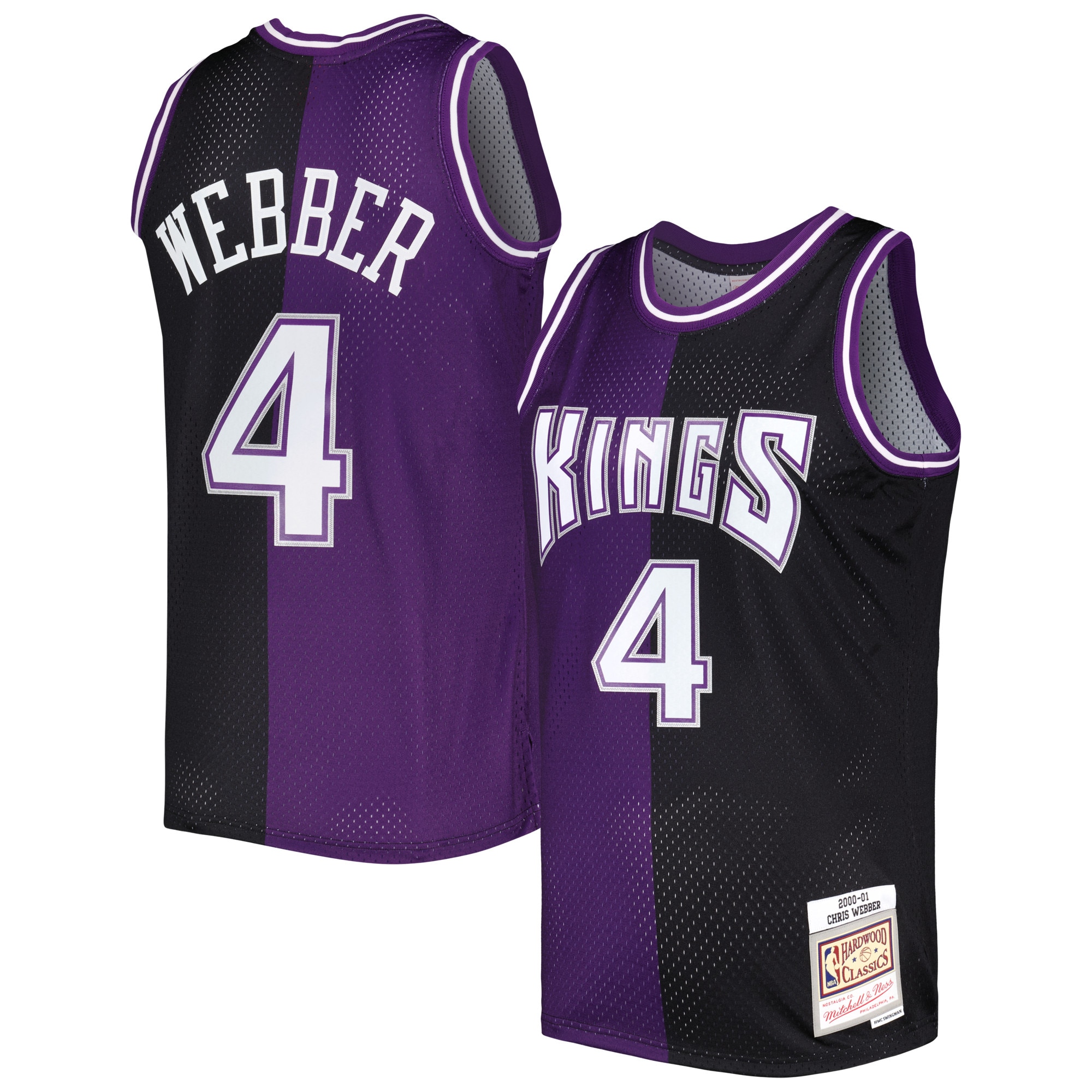 Mitchell Ness Chris Webber Purple/Black Sacramento Kings Hardwood Classics 2000/01 Split Swingman NBA Jersey Men's