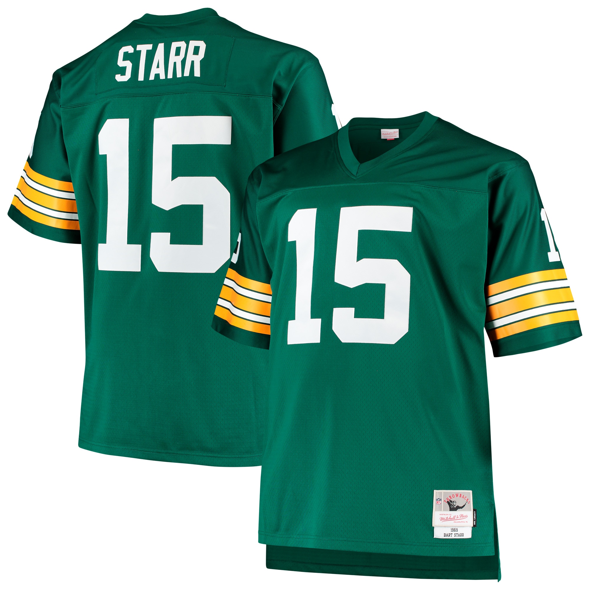 Green Bay Packers Bart Starr Mitchell Ness Green Big Tall 1968 Retired Player NFL Jersey Men's