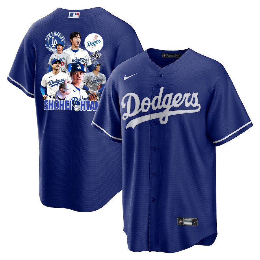 Shohei Ohtani 17 Los Angeles Dodgers Signed Sho King 2023 Alternate Royal MLB Jersey Men's