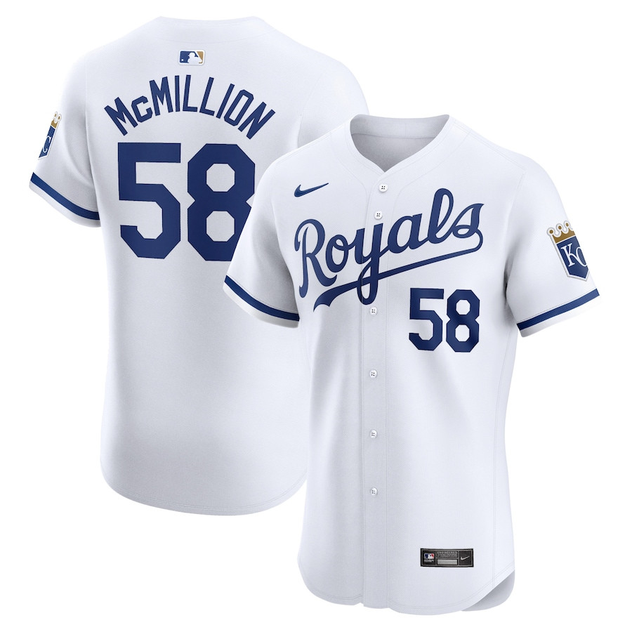 John McMillon 58 Kansas City Royals Home Elite Player White MLB Jersey Men's