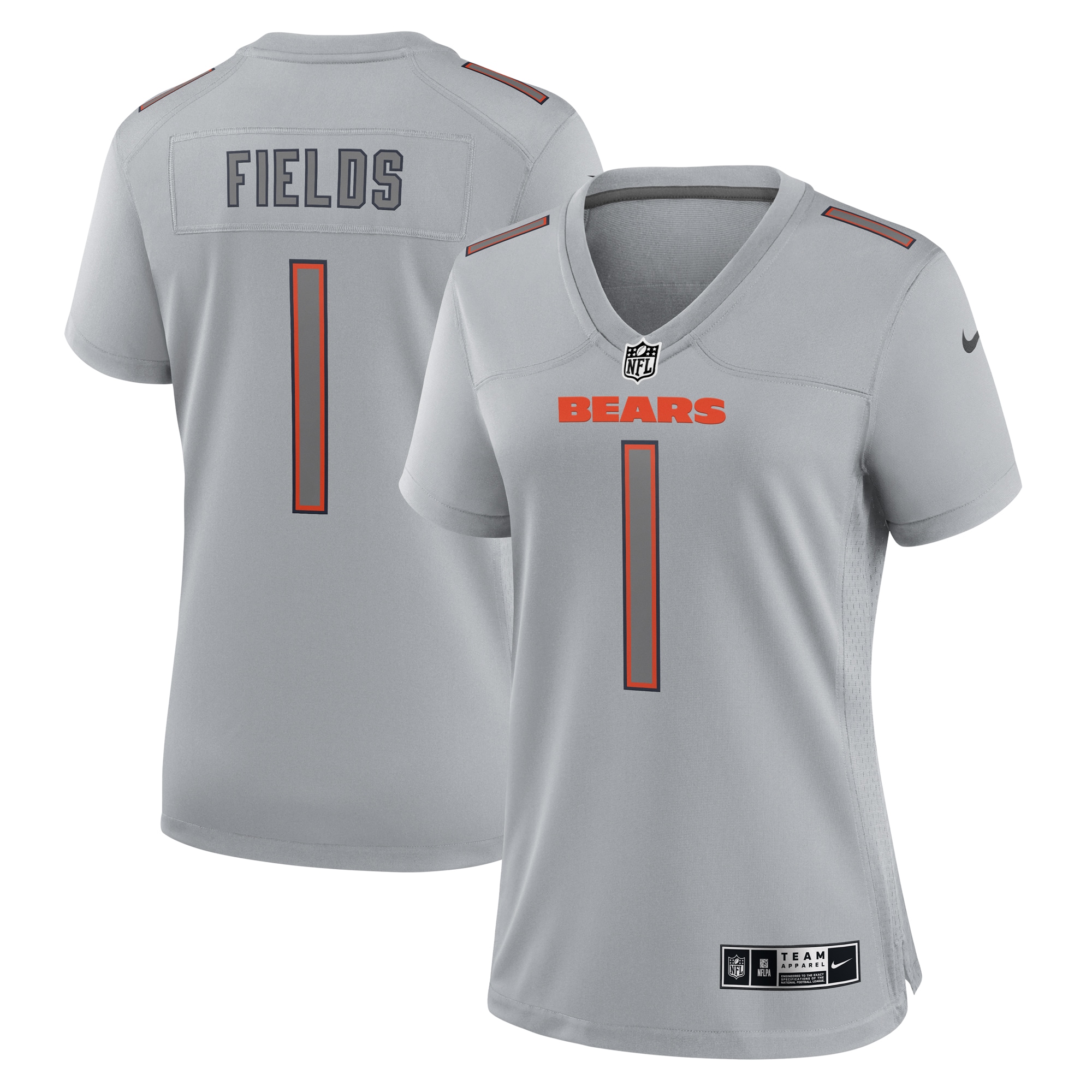 Chicago Bears Justin Fields Gray Atmosphere Fashion Game NFL Jersey Women's