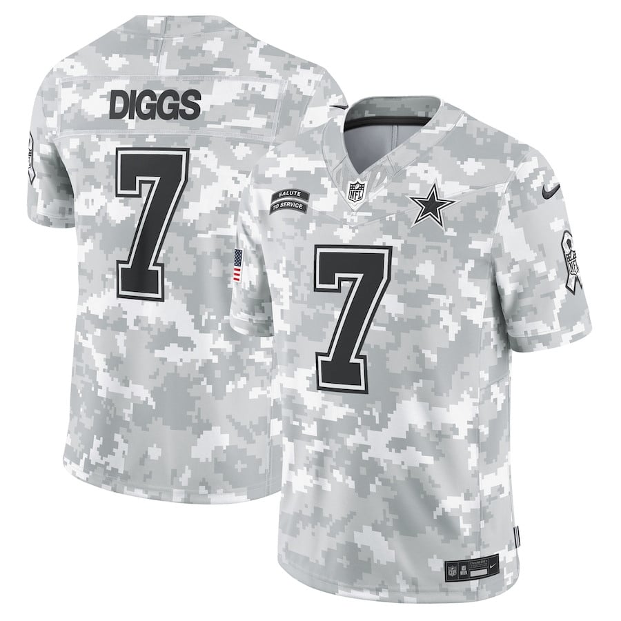 Trevon Diggs 7 Dallas Cowboys 2024 Salute to Service Limited Arctic Camo NFL Jersey Men's