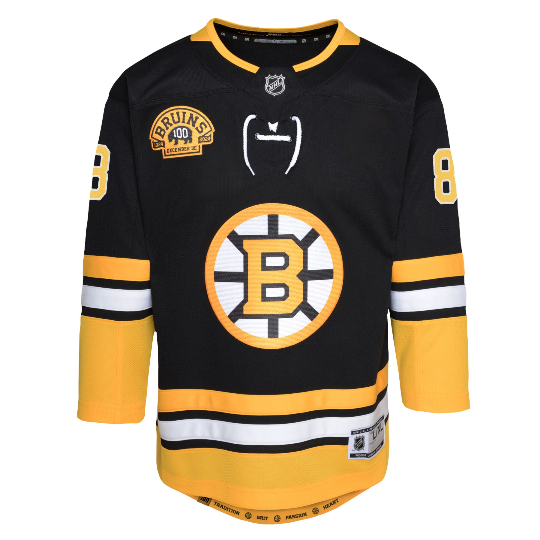 Boston Bruins David Pastrnak Black 100th Anniversary Premier Player NHL Jersey Youth