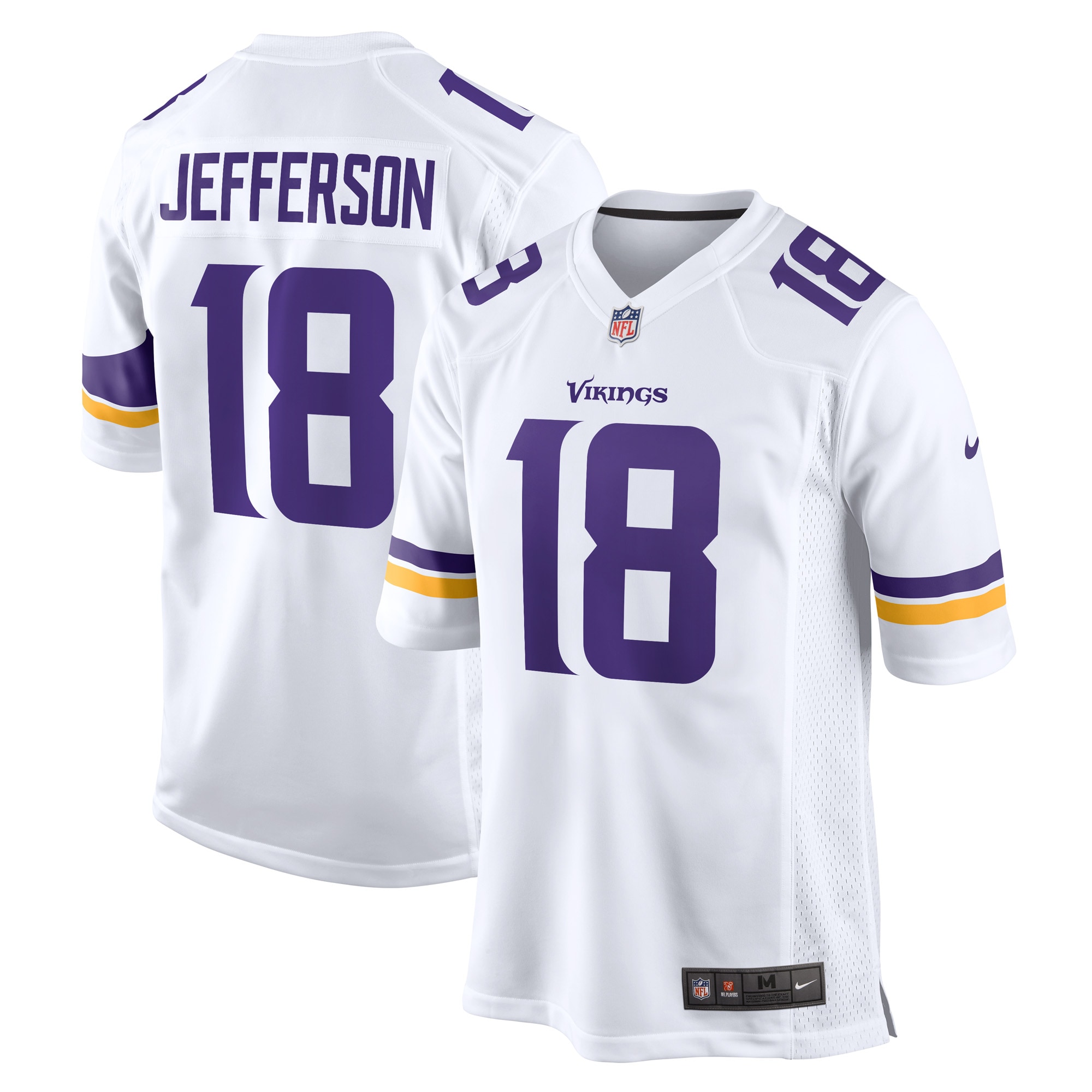 Minnesota Vikings Justin Jefferson White Game Player NFL Jersey Men's
