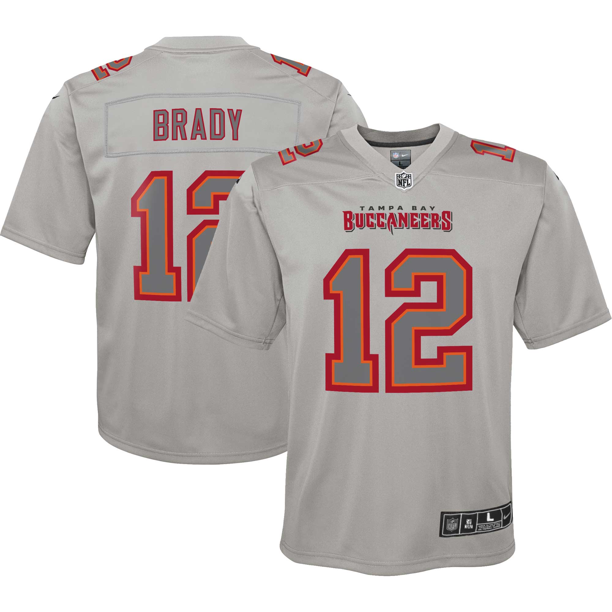 Tampa Bay Buccaneers Tom Brady Gray Atmosphere Game NFL Jersey Youth