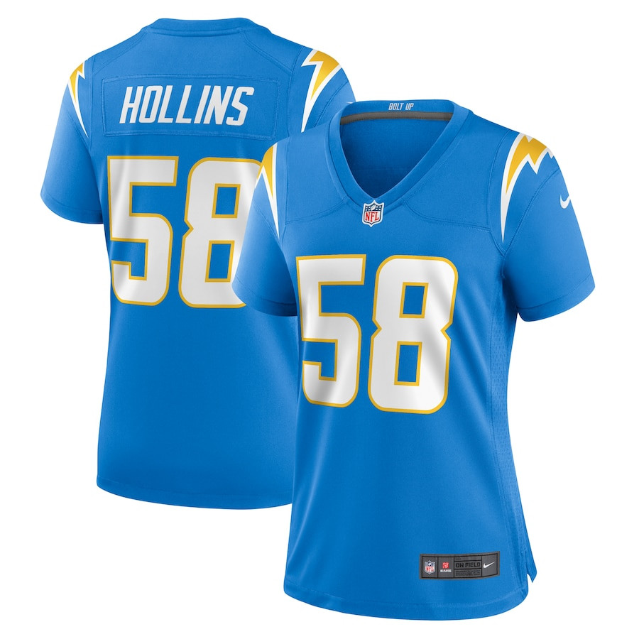 Justin Hollins 58 Los Angeles Chargers Game Powder Blue NFL Jersey Women's