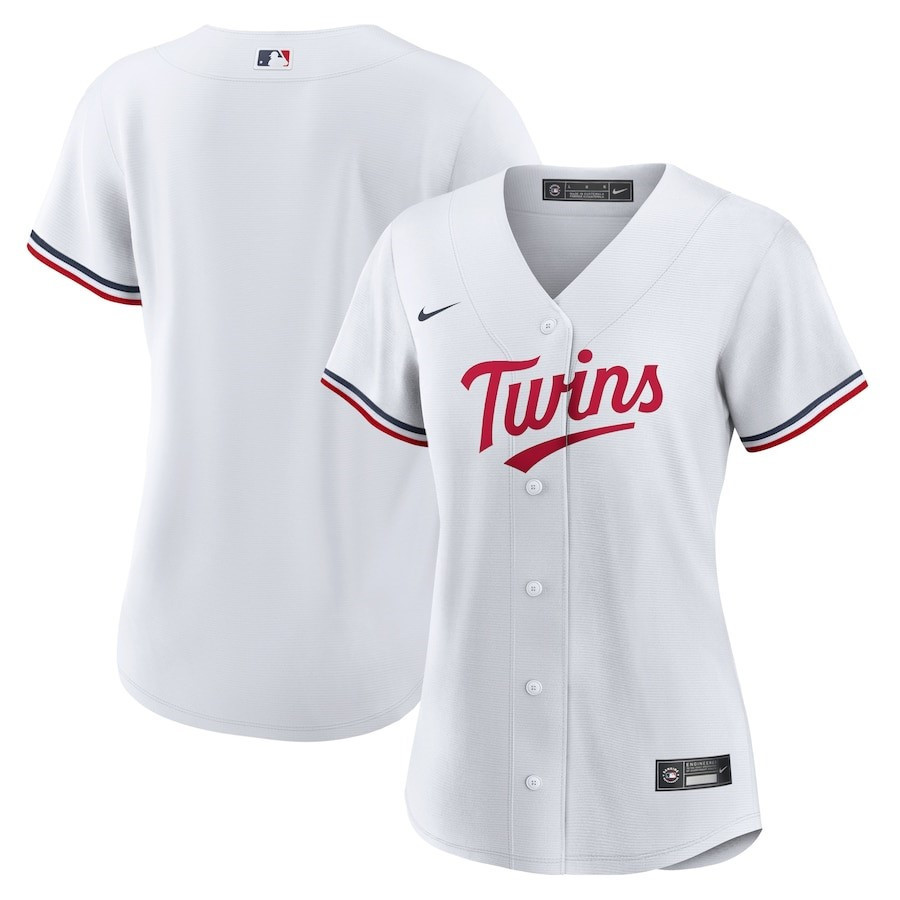 Minnesota Twins Home Team Logo White MLB Jersey Women's