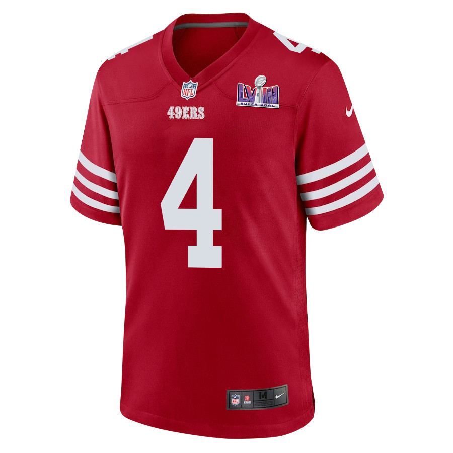 Jake Moody 4 San Francisco 49ers Super Bowl LVIII Patch Game Scarlet NFL Jersey Men's
