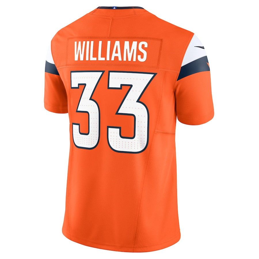 Javonte Williams 33 Denver Broncos Vapor F.U.S.E. Limited Orange NFL Jersey Men's