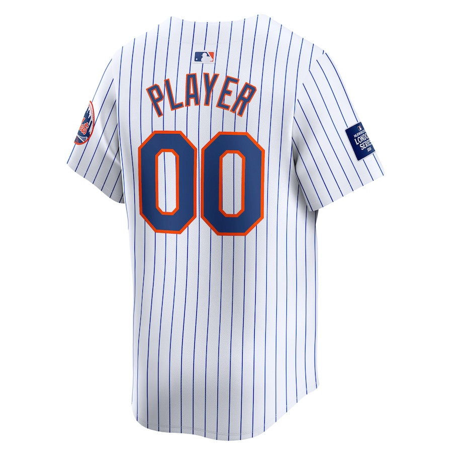 New York Mets 2024 World Tour London Series Home Limited Custom White MLB Jersey Men's
