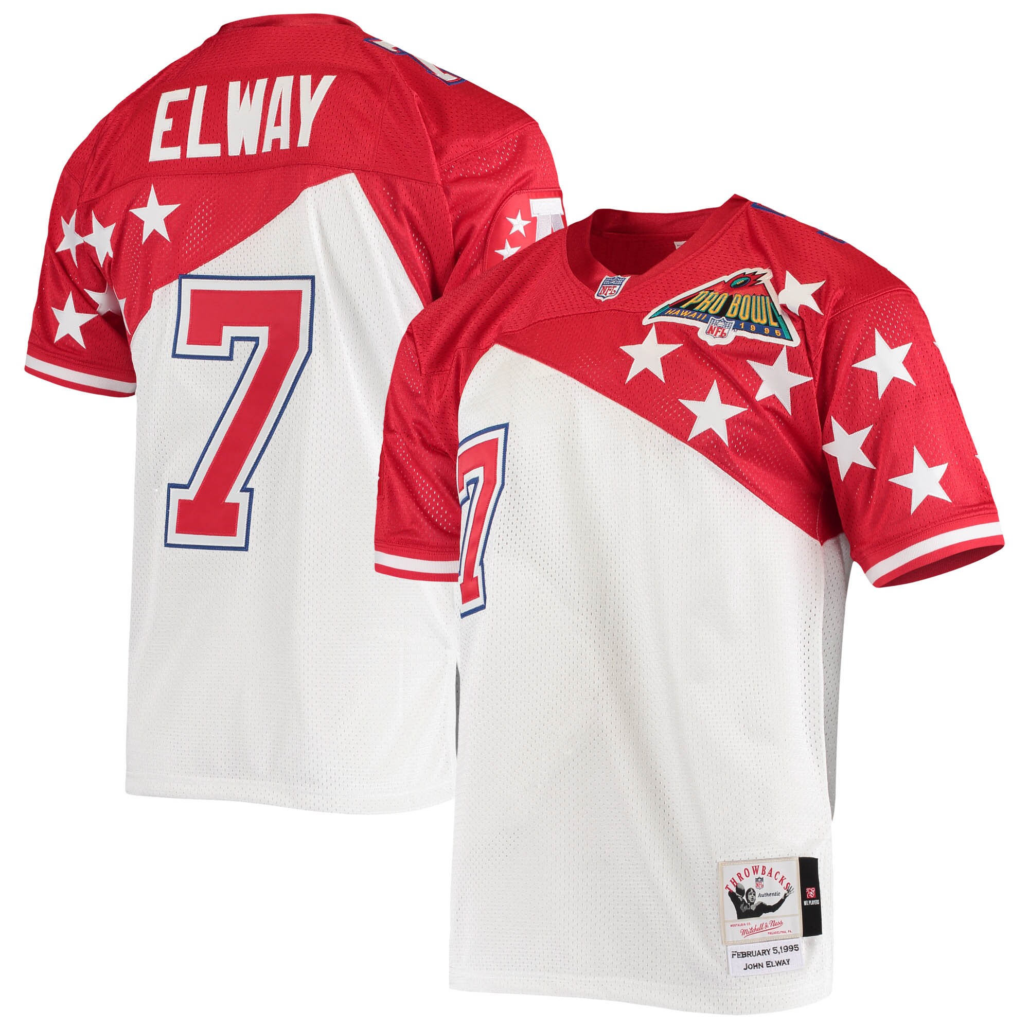 AFC John Elway Mitchell Ness White/Red 1995 Pro Bowl NFL Jersey Men's