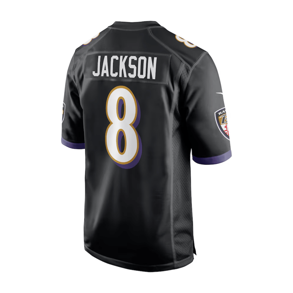 Lamar Jackson 8 Baltimore Ravens 2025 Pro Bowl Patch Alternate Game Black NFL Jersey Men's