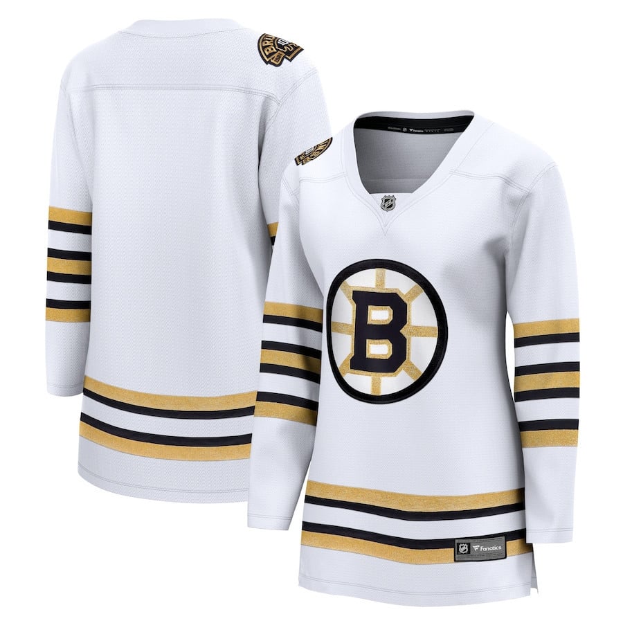 Boston Bruins 100th Anniversary Breakaway Women, White NHL Jersey Women's