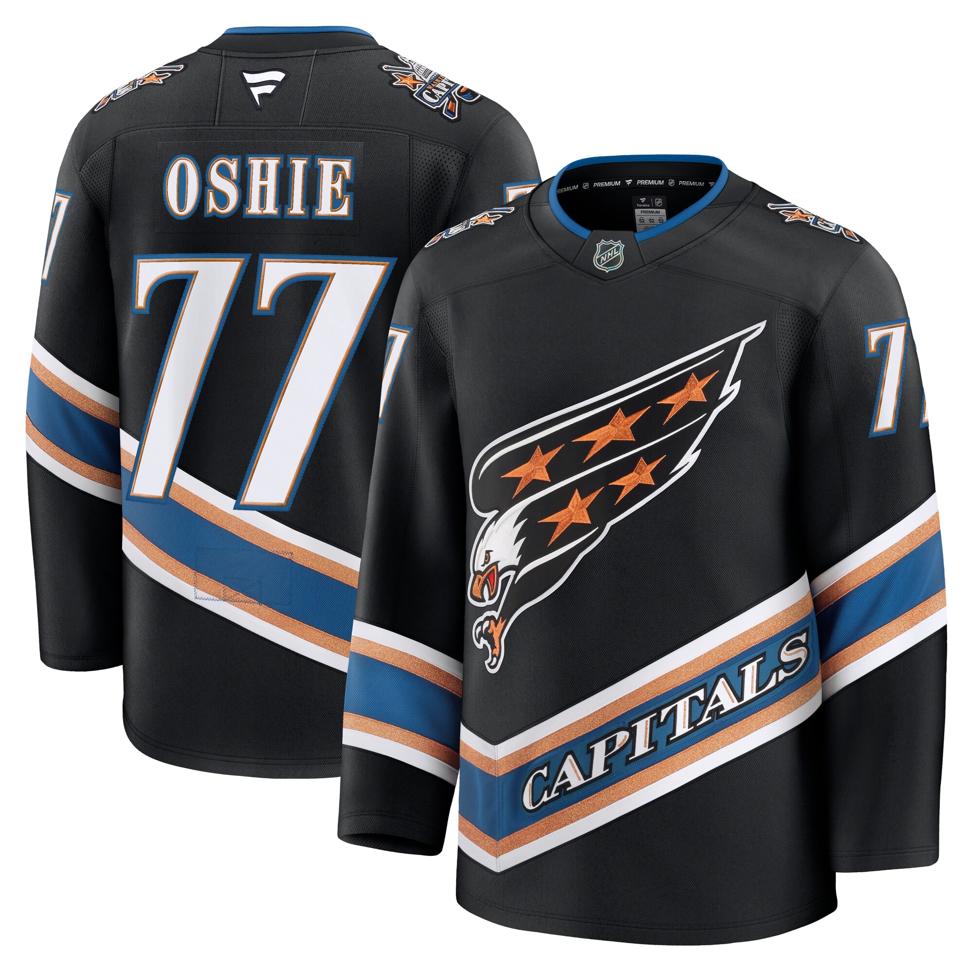 Washington Capitals TJ Oshie Black Alternate 50th Anniversary Premium NHL Jersey Men's