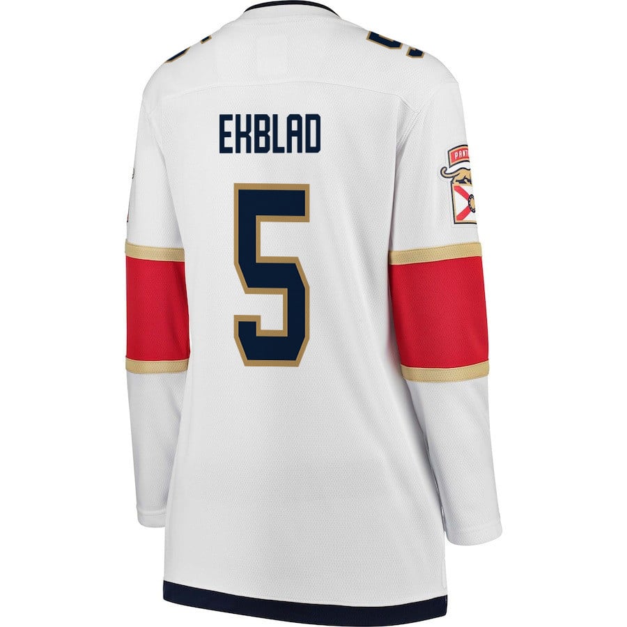 Aaron Ekblad 5 Florida Panthers 2024 STANLEY CUP Final Away Breakaway White NHL Jersey Women's