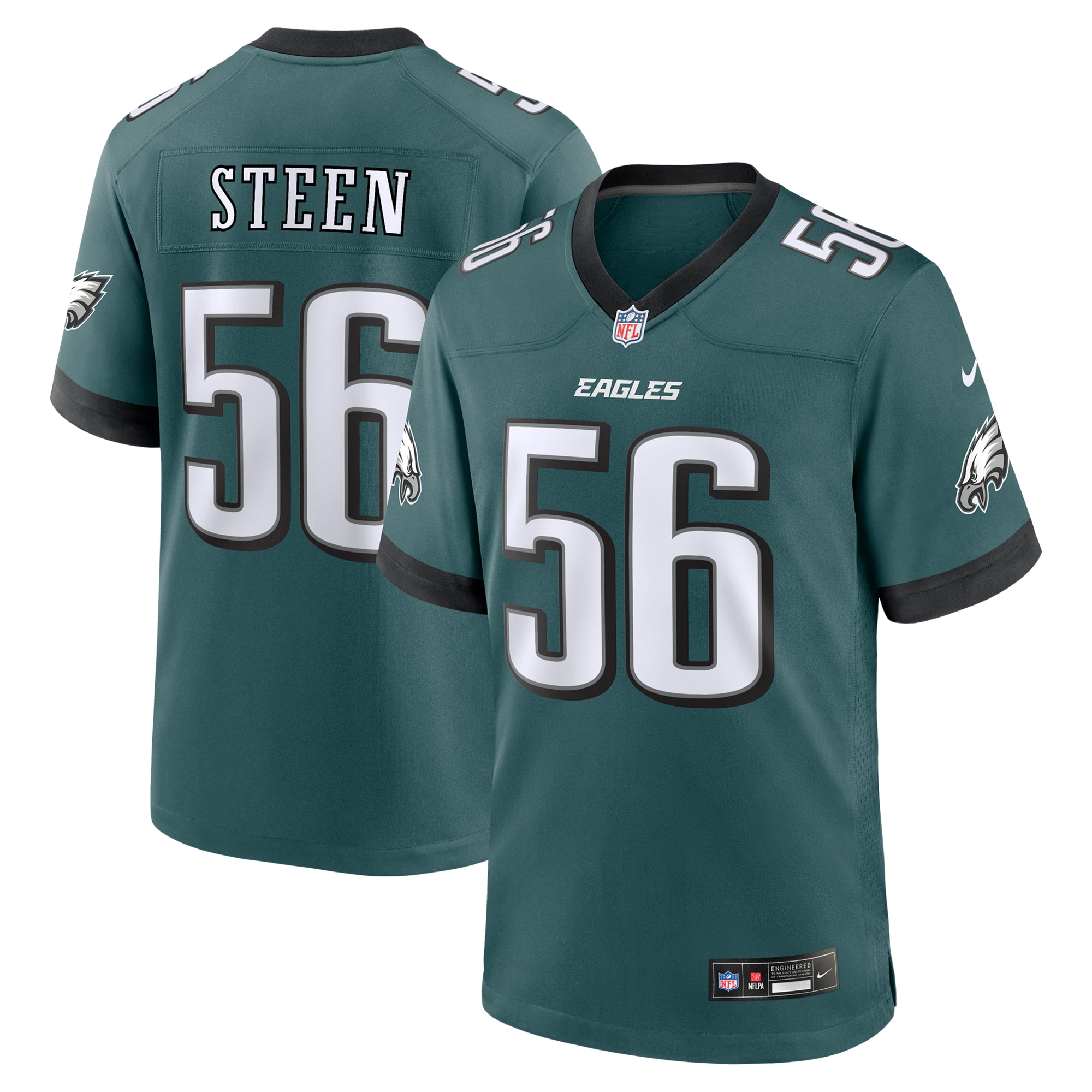 Philadelphia Eagles Tyler Steen Midnight Green Team Game NFL Jersey Men's