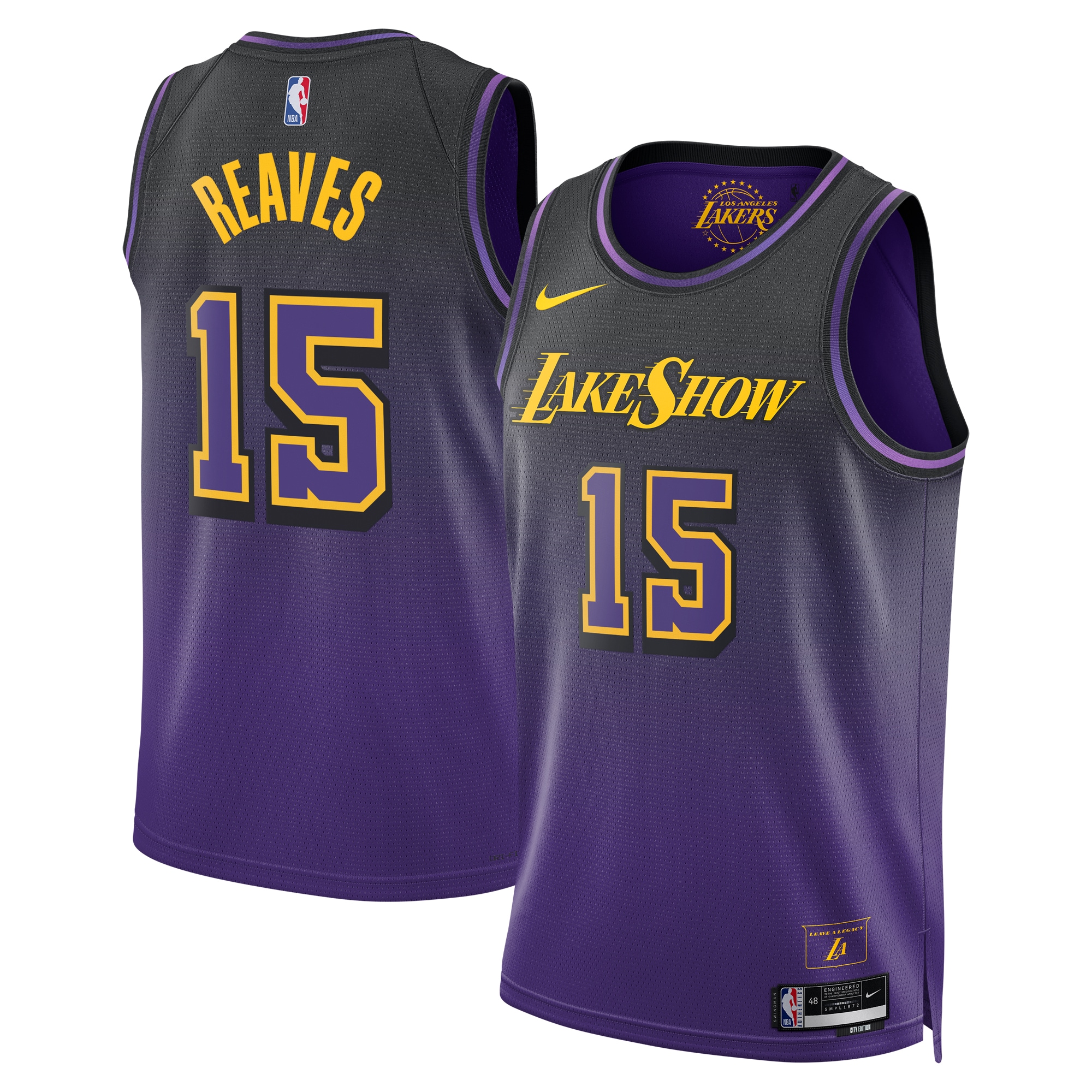 Los Angeles Lakers City Edition Swingman 2024 Purple Austin Reave Unisex NBA Jersey Unisex