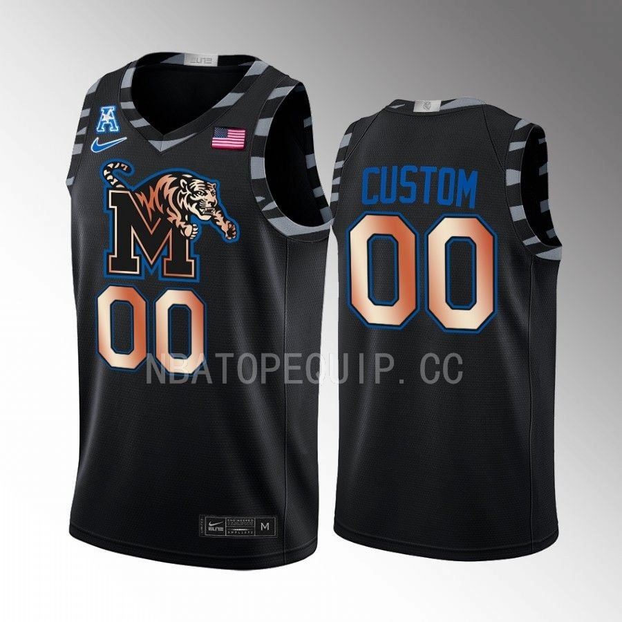 Custom 00 Memphis Tigers Black Copper College NCAA Jersey Men's
