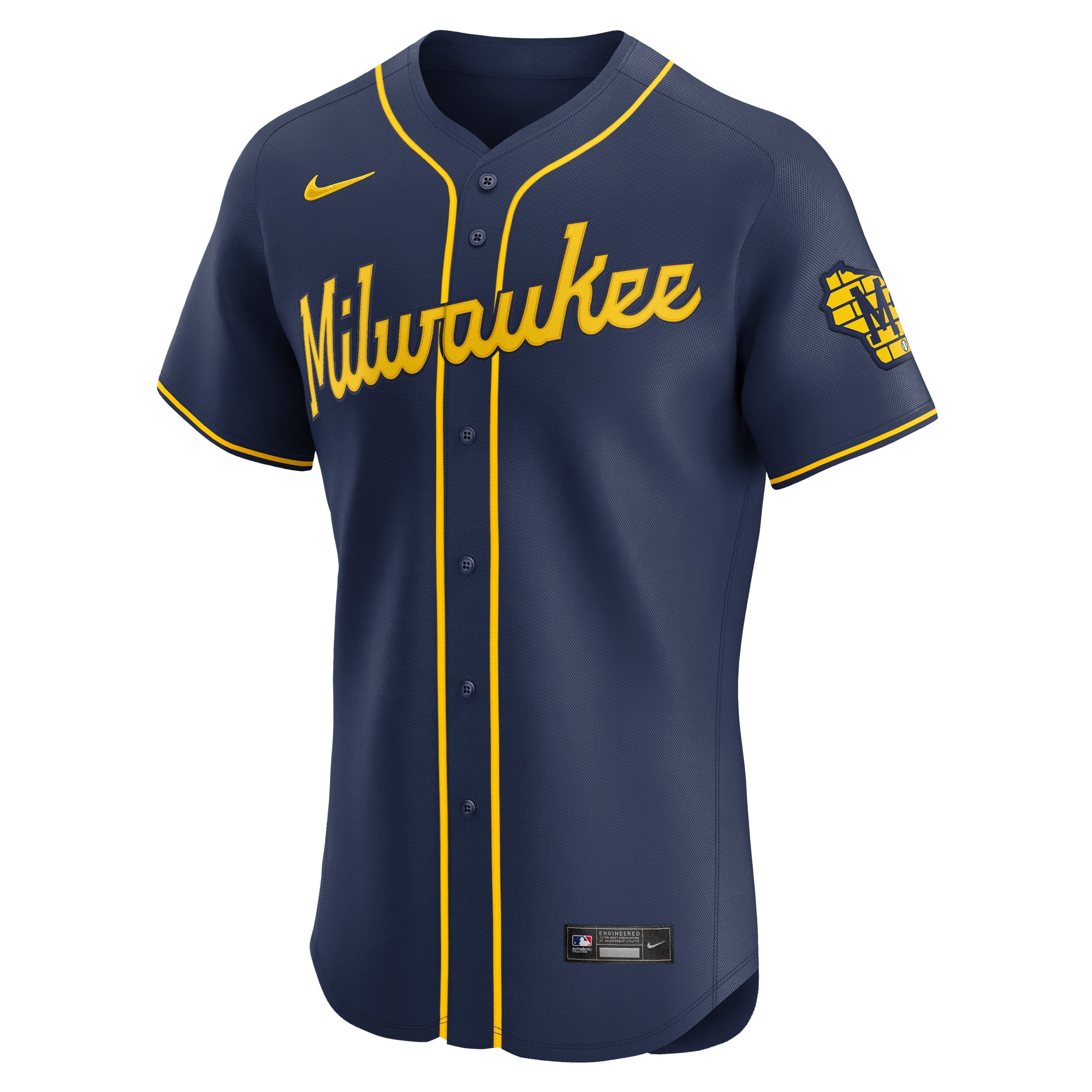 Milwaukee Brewers Navy Alternate Vapor Premier Elite Patch MLB Jersey Men's