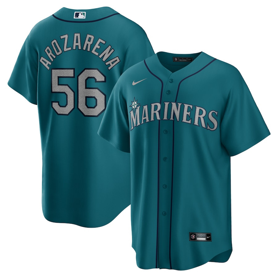 Randy Arozarena 56 Seattle Mariners Alternate Player Aqua MLB Jersey Men's