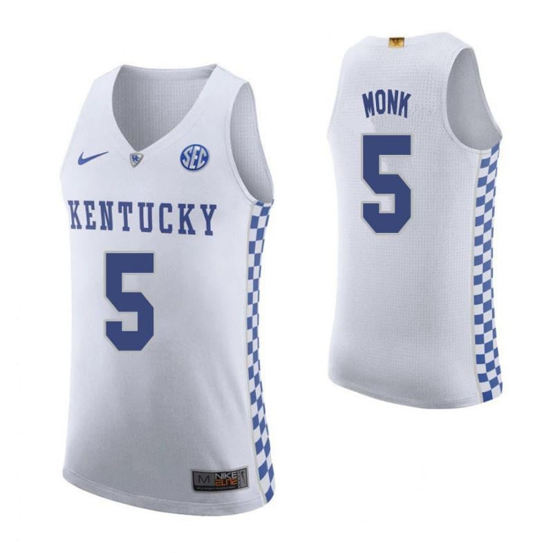5 Malik Monk Roa White Elite Kentucky Wildcats NCAA Jersey Men's