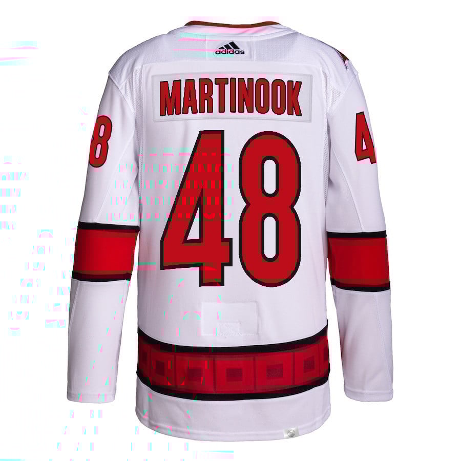 Jordan Martinook 48 Carolina Hurricanes 2024 Playoffs Patch Away White NHL Jersey Men's