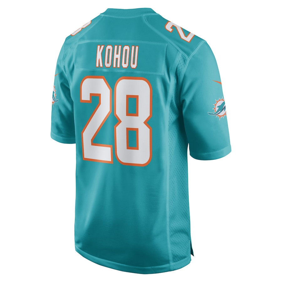 Kader Kohou 28 Miami Dolphins Game Aqua NFL Jersey Men's