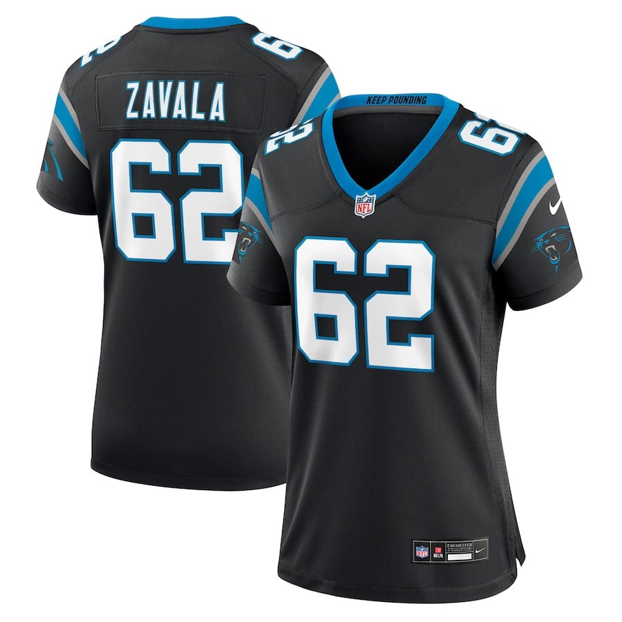 Chandler Zavala 62 Carolina Panthers Game Black NFL Jersey Women's