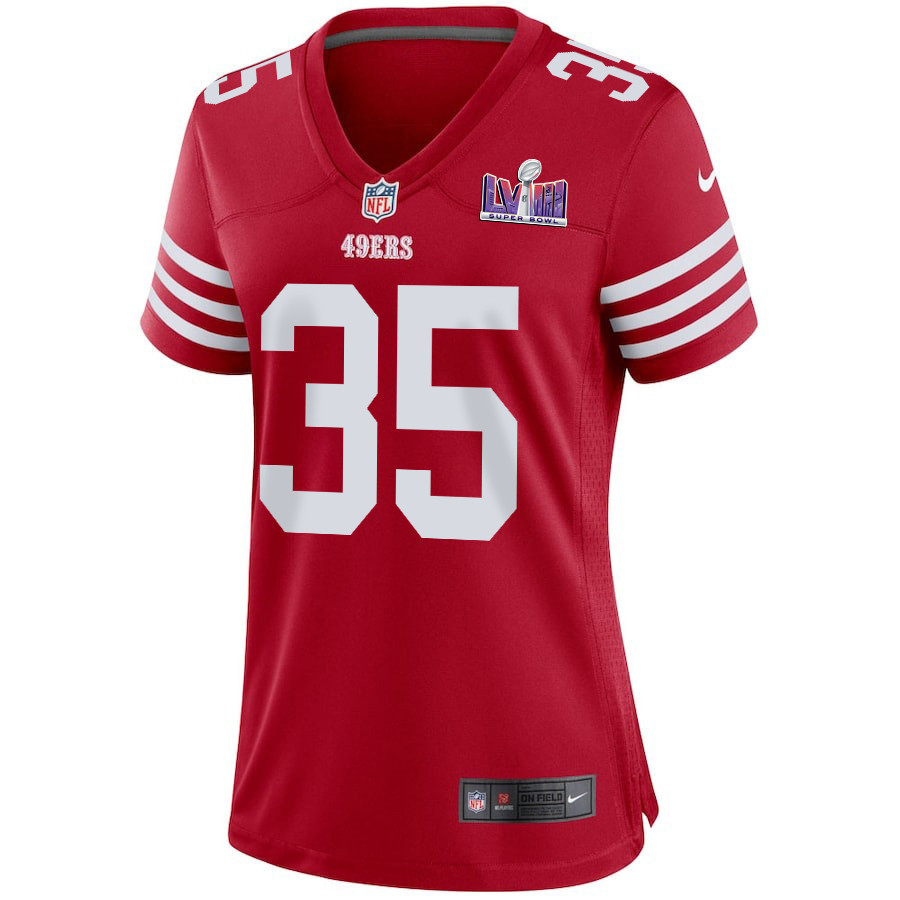 Erik Harris 35 San Francisco 49ers Super Bowl LVIII Patch Game Scarlet NFL Jersey Women's