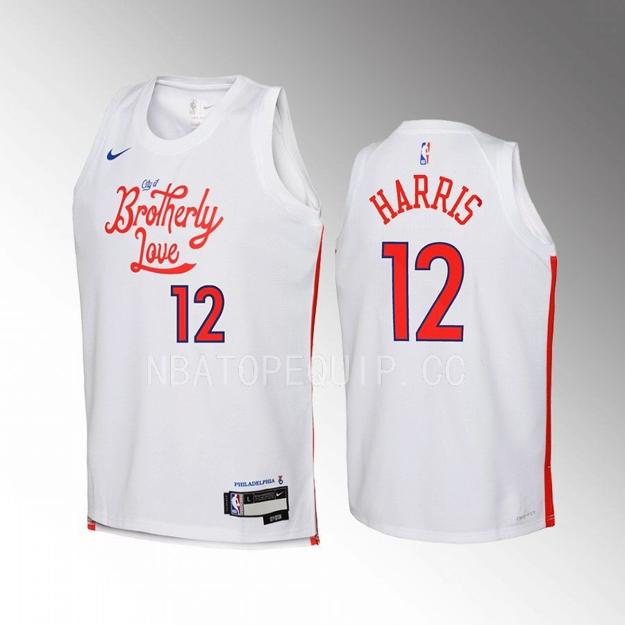 Philadelphia 76ers Tobias Harris 12 City Editio Whit Swingman NBA Jersey Youth