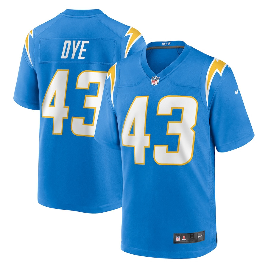 Troy Dye 43 Los Angeles Chargers Team Game Powder Blue NFL Jersey Men's