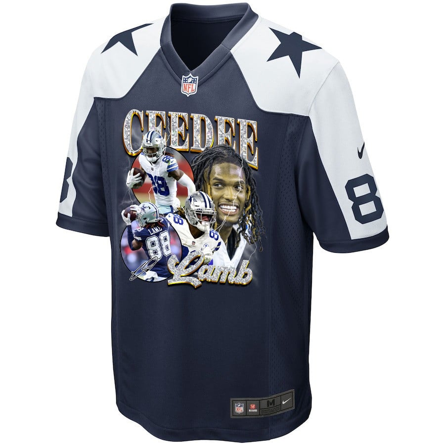 CeeDee Lamb 88 Dallas Cowboys Cee Works Hard Alternate Game Navy NFL Jersey Men's