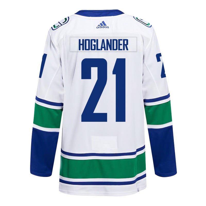 Nils Hoglander 21 Vancouver Canucks 2024 Playoffs Patch Away White NHL Jersey Men's
