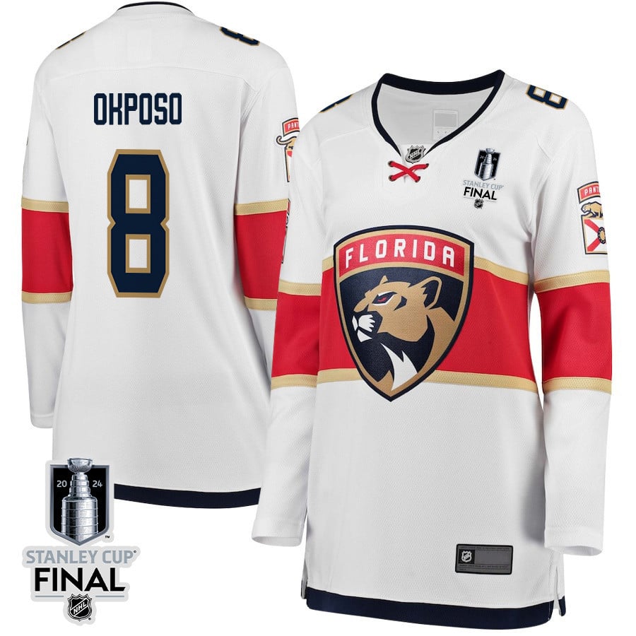 Kyle Okposo 8 Florida Panthers 2024 STANLEY CUP Final Away Breakaway White NHL Jersey Women's