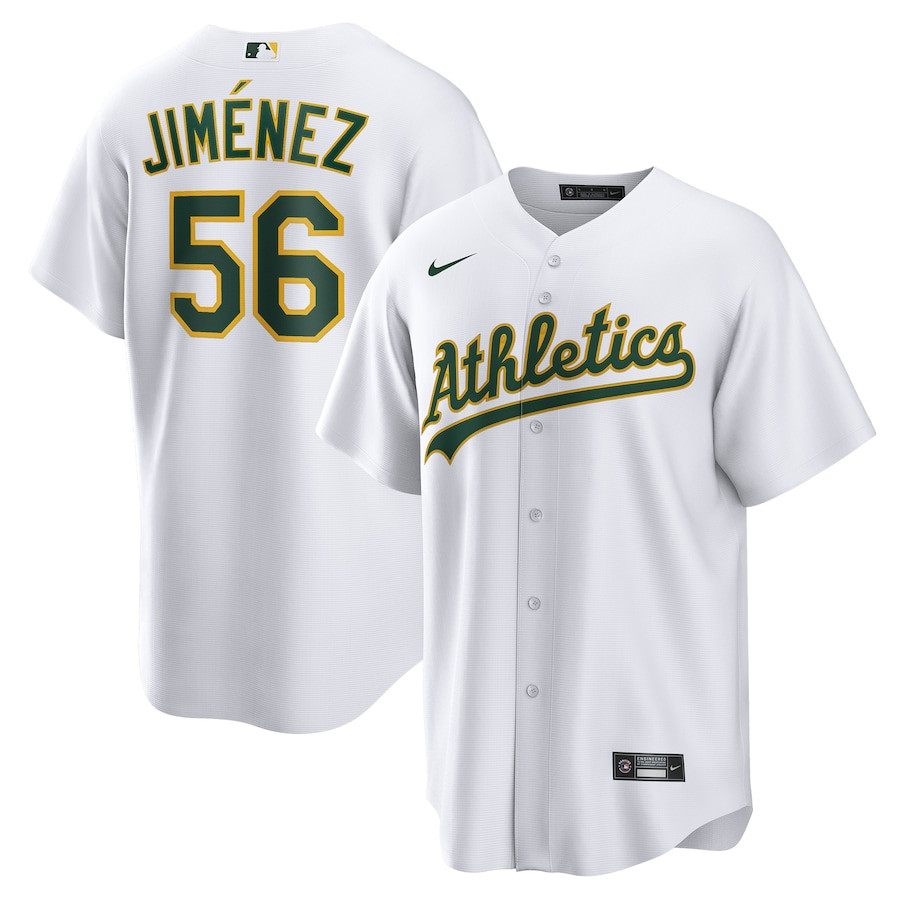 Dany Jim?nez 56 Oakland Athletics Home White MLB Jersey Men's