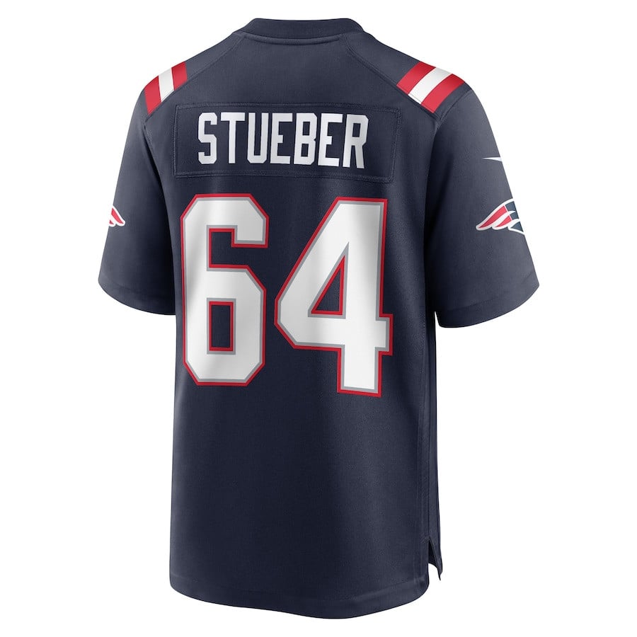 Andrew Stueber 64 New England Patriots Game Navy NFL Jersey Men's