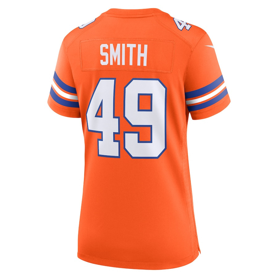 Dennis Smith 49 Denver Broncos Mile High Collection 1977 Throwback Retired Player Game Orange NFL Jersey Women's