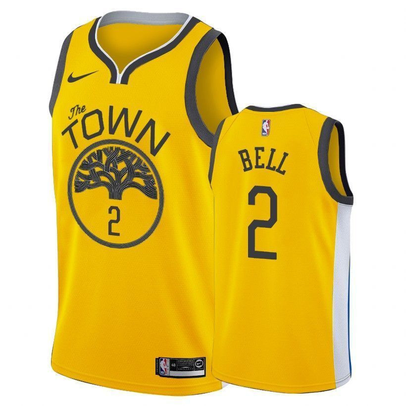 Golden State Warriors Jordan Bell 2 Earned Edition Gold NBA Jersey Men's