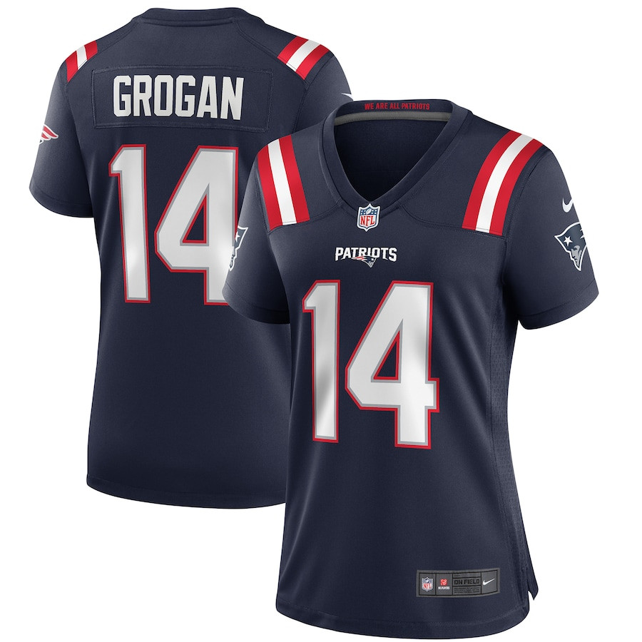 Steve Grogan 14 New England Patriots Game Retired Navy NFL Jersey Women's