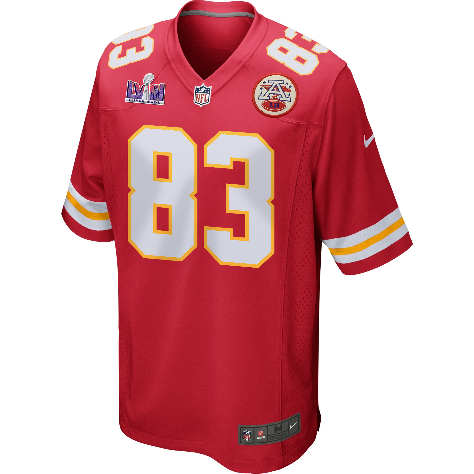 Noah Gray 83 Kansas City Chiefs Super Bowl LVIII Patch Game Red NFL Jersey Men's