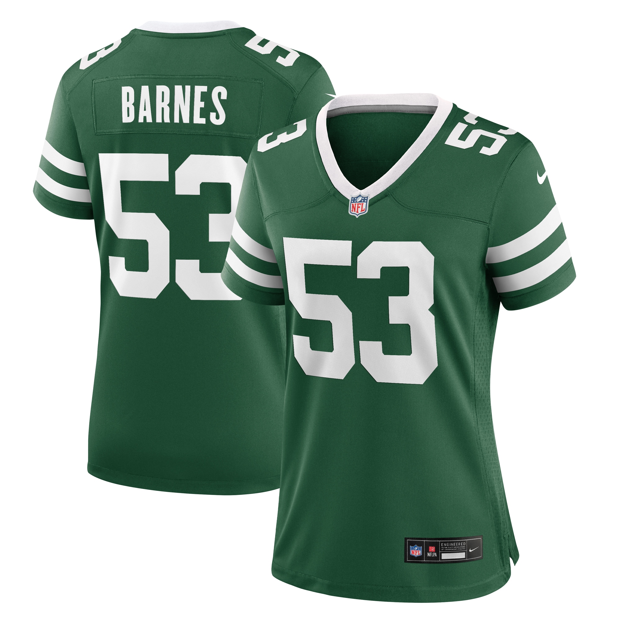 New York Jets Zaire Barnes Legacy Green Team Game NFL Jersey Women's