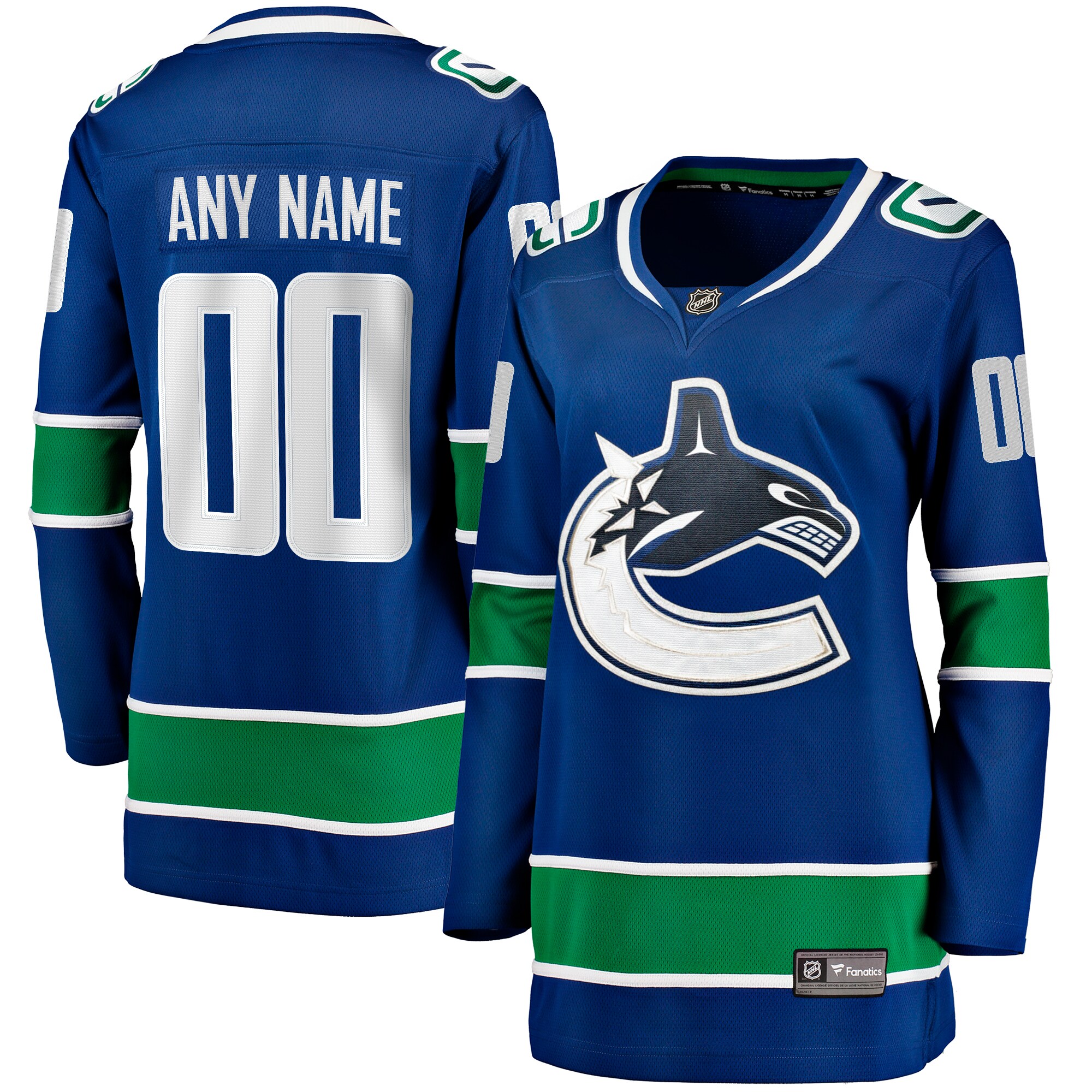 Vancouver Canucks Blue Breakaway Custom NHL Jersey Women's