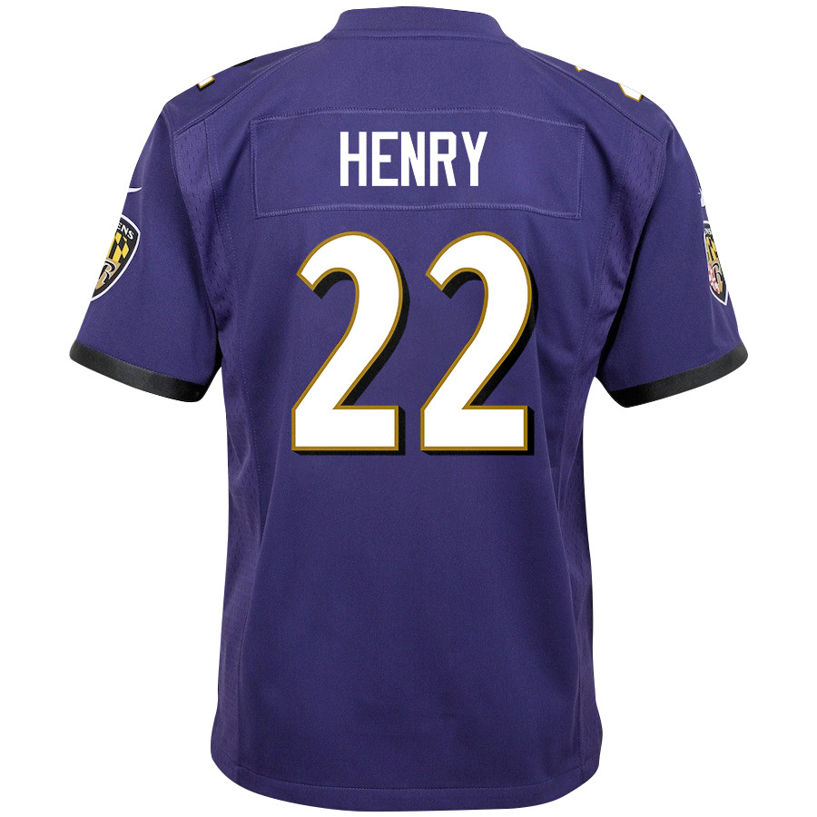 Derrick Henry 22 Baltimore Ravens Game Purple NFL Jersey Youth