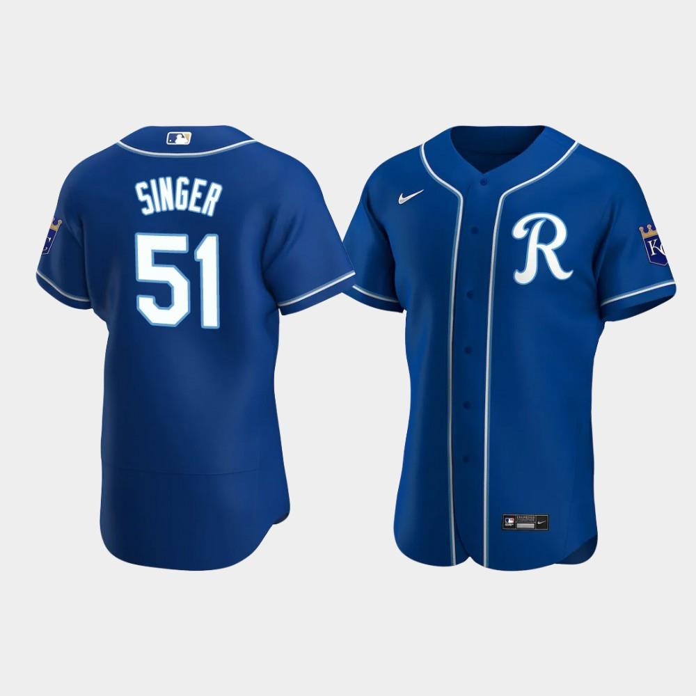 Brady Singer 51 Kansas City Royals Team Logo Royal Alternate MLB Jersey Men's