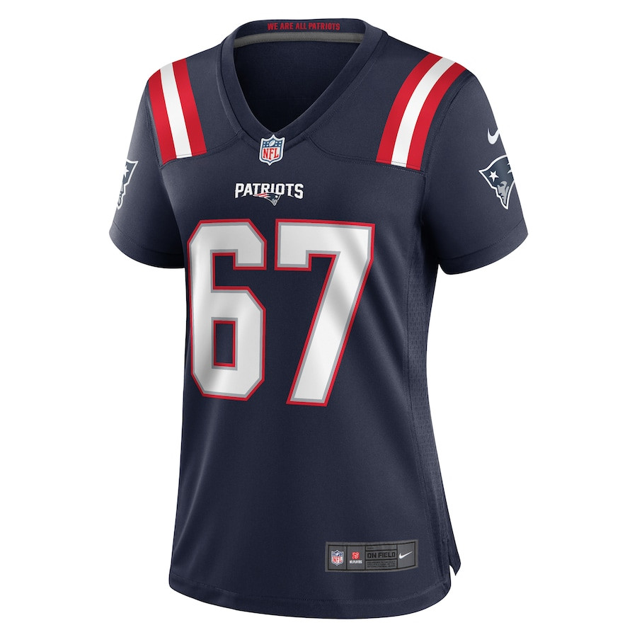 Hayden Howerton 67 New England Patriots Home Game Navy NFL Jersey Women's