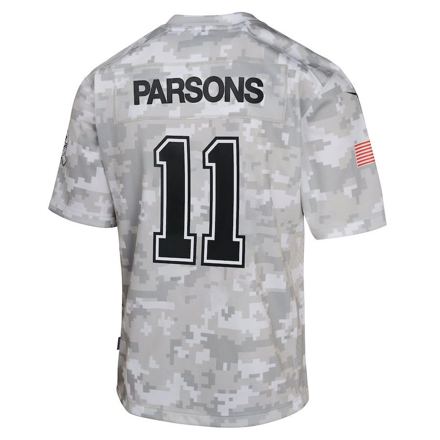Micah Parsons 11 Dallas Cowboys 2024 Salute to Service Game Arctic Camo NFL Jersey Youth